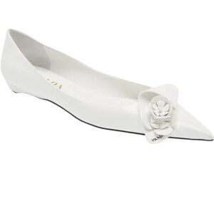 Prada Women's White Floral Embellished Flats